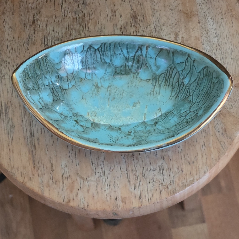 Artistic Green and Gold Ceramic Bowl